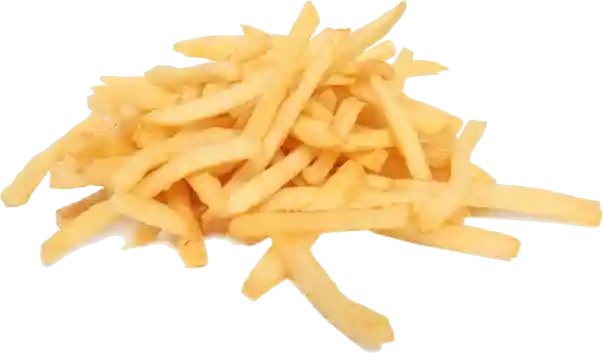 Pile of uncooked French fries on dark background.